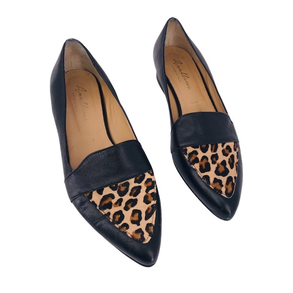 Avellini Shoes Avellini Pointed Black Leather Flats With